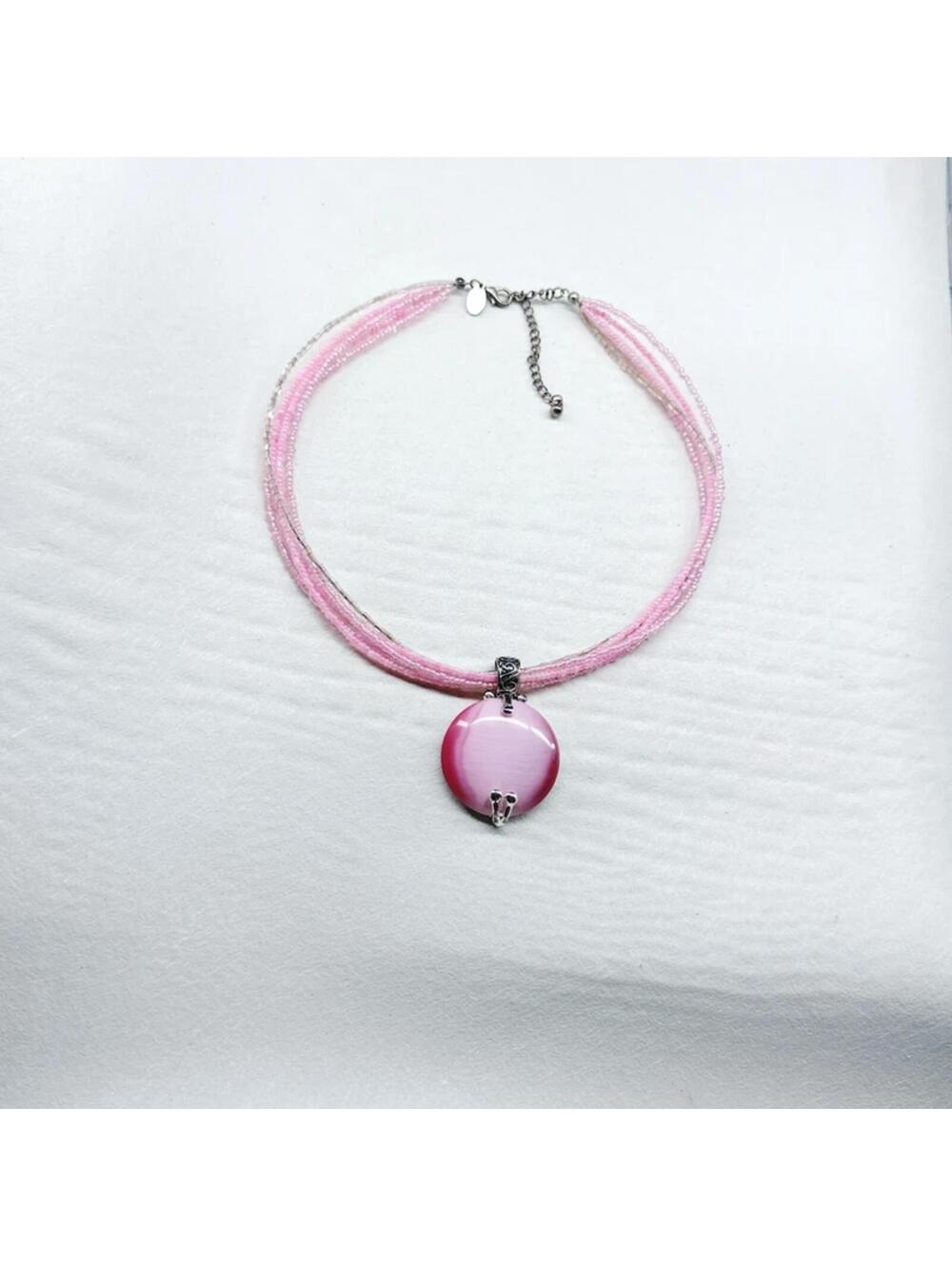 51a. Pink Seed Bead Necklace Premier Designs